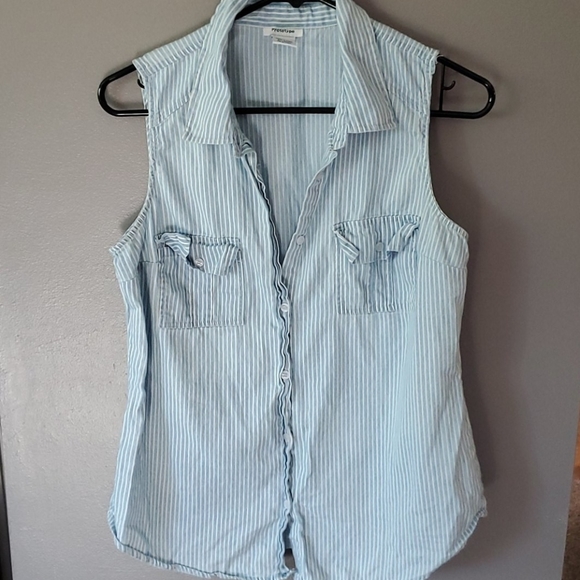 Prototype Tops - Prototype Button Down Stripped Tank Top